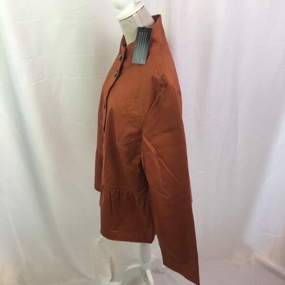 Denim & Co Twill Peplum Waist Jacket Orange XS - Picture 9 of 12
